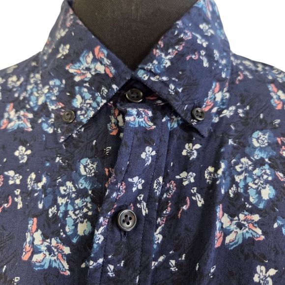 Club Monaco Dark Floral Slim Fit Shirt Size Med - Picture 4 of 6